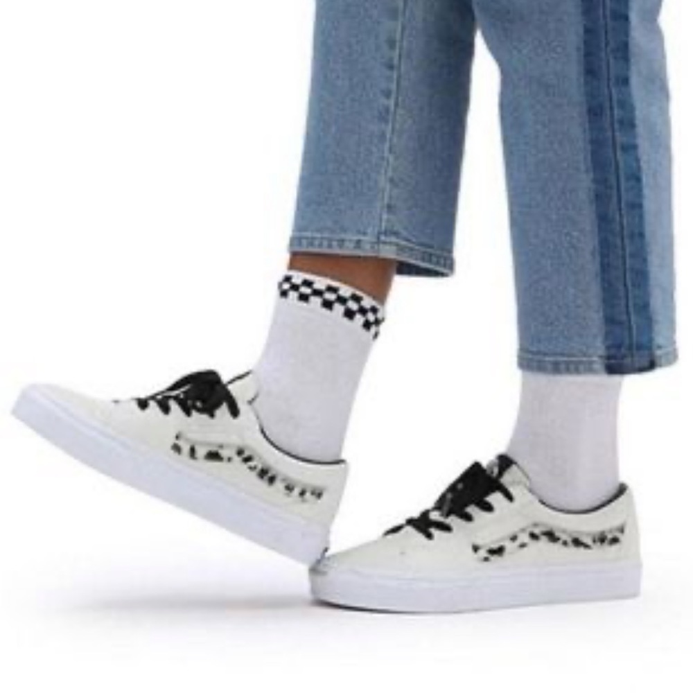 VANS Sk-8-Low Dalmatians  Animal Pattern Suede Sneakers